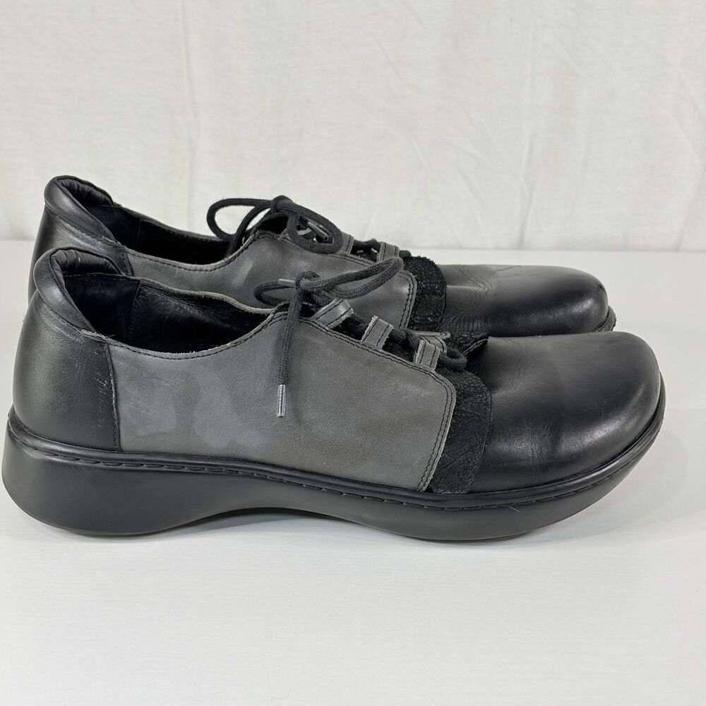 Naot Riviera Oxford Black Gray Leather Women's Shoes Size 40/ US 9.5